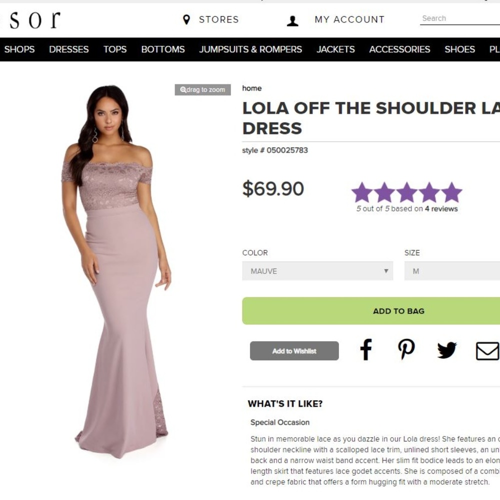 Lola Off The Shoulder Lace Dress by Windsor